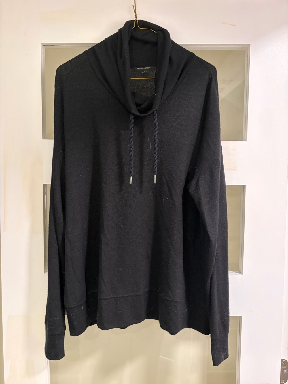 Light Black Cowl Neck Long-Sleeve Shirt